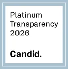 A square badge with a light blue border reads Platinum Transparency 2026 at the top and Candid. in bold at the bottom.